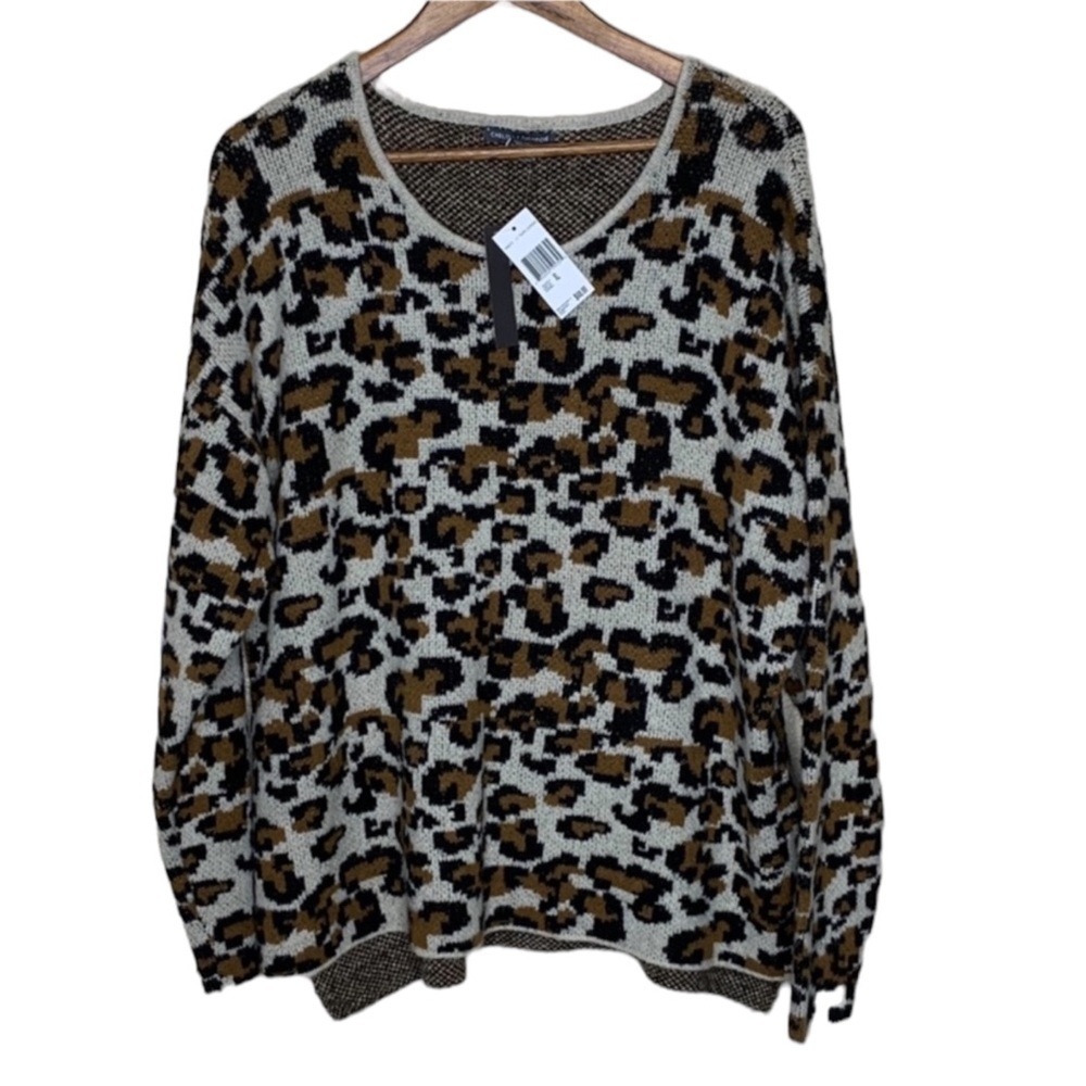 Chelsea & Theodore Leopard Print Sweater